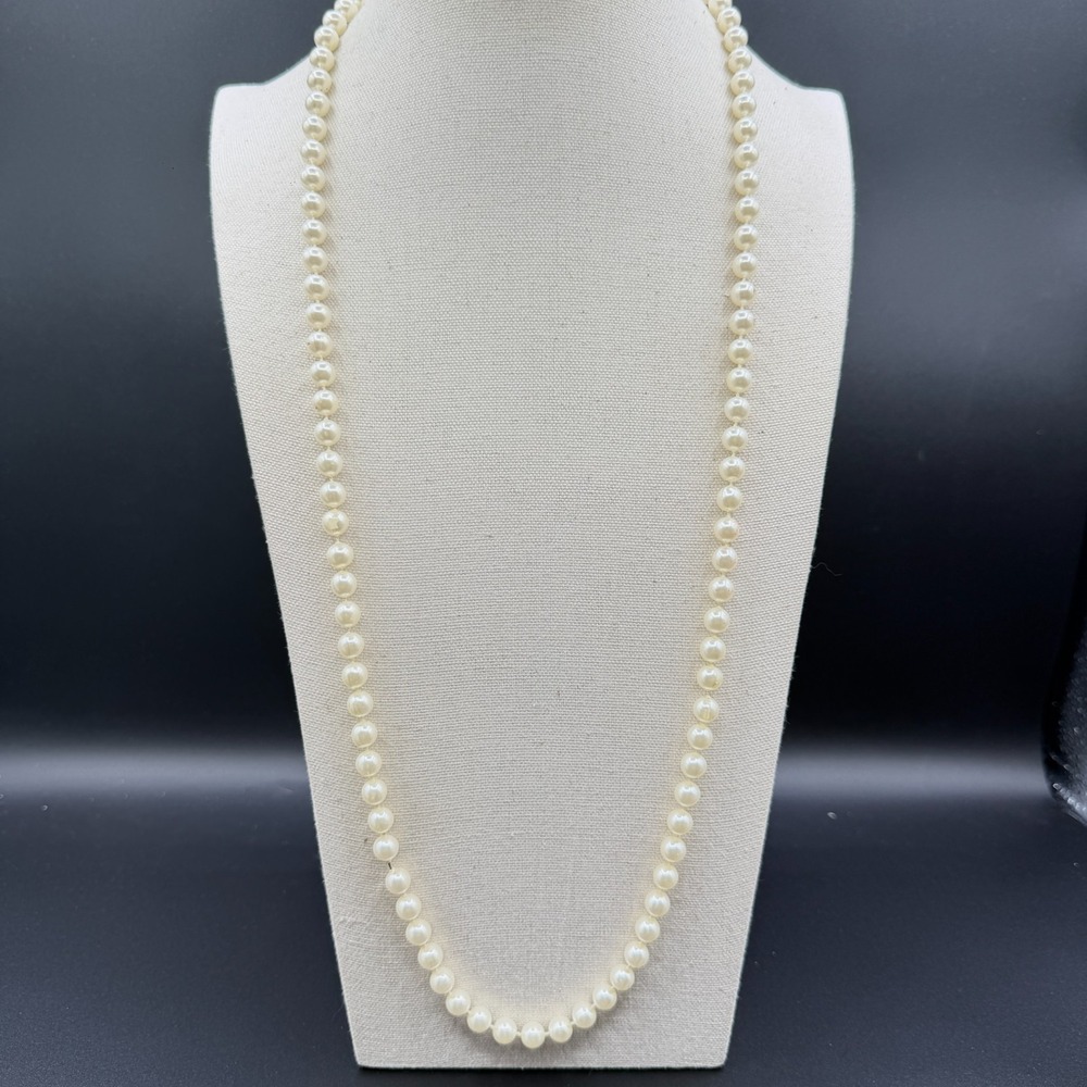 Cream Faux Pearl Beaded Long Necklace Coquette Bridal Layering Statement Gift